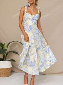 Floral Print Tie Shoulder Cami Dress