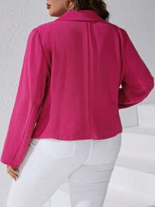 SHEIN LUNE Plus Lapel Neck Double Breasted Blazer - Hot Pink - View 2