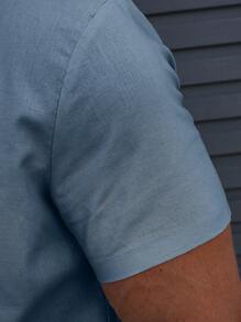 Manfinity Homme Men Solid Button Up Shirt Without Tee - Cadet Blue - View 7