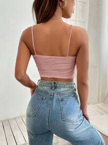 SHEIN PETITE Áo nữ Bất đối xứng màu trơn Giải trí - Hồng - Xem 2