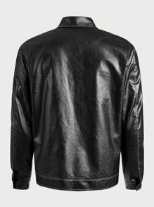 Manfinity VCAY Loose Fit Men's PU Leather Casual Jacket With Long Sleeves