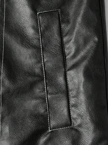 Manfinity VCAY Loose Fit Men's PU Leather Casual Jacket With Long Sleeves