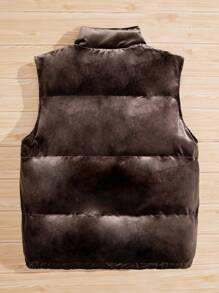 Manfinity VCAY Loose Men Zip Up Velvet Vest Winter Coat - Chocolate Brown - View 2
