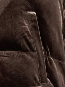 Manfinity VCAY Loose Men Zip Up Velvet Vest Winter Coat - Chocolate Brown - View 4