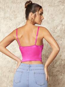 SHEIN BAE Hook And Eye Lace Cami Top - Hot Pink - View 2