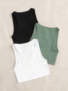 Easithlete 3pcs Crisscross Back Sports Tank Top Gym Topworkout Tank Top - Multicolor - View 2