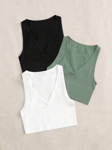 Easithlete 3pcs Crisscross Back Sports Tank Top Gym Topworkout Tank Top - Multicolor - View 4