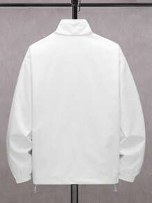 Manfinity Homme Loose Fit Men's Zipper Closure Drop Shoulder Jacket Without T-Shirt - White - View 2