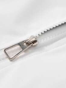 Manfinity Homme Loose Fit Men's Zipper Closure Drop Shoulder Jacket Without T-Shirt - White - View 6