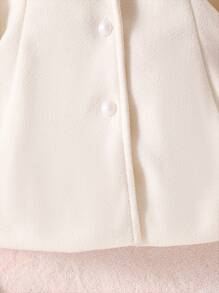 SHEIN Baby Girl Solid Puff Sleeve Coat - Beige - View 4