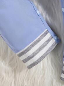 Baby Boy Striped Top & Cartoon Graphic 3D Ear Overall Jumpsuit - Multicolor - View 4