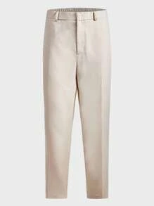 Manfinity VCAY Men Plus Solid Single Breasted Blazer & Suit Pants - Beige - View 6