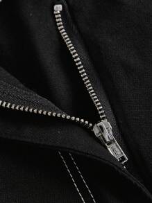 SHEINNeu Falda bajo con abertura con puntada - Negro - Ver 4