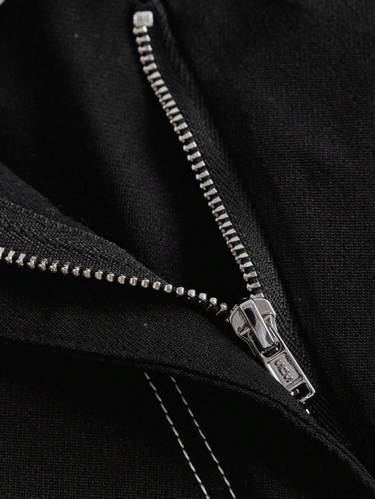 Top-stitching Split Hem Skirt