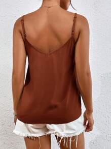 SHEIN Frenchy 蕾絲拼接吊帶上衣 - 棕色 - 查看 2