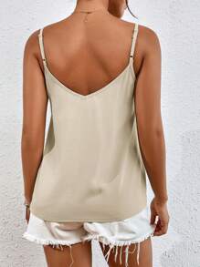 SHEIN Frenchy Ren tương phản Cami ngọn - Màu be - Xem 2