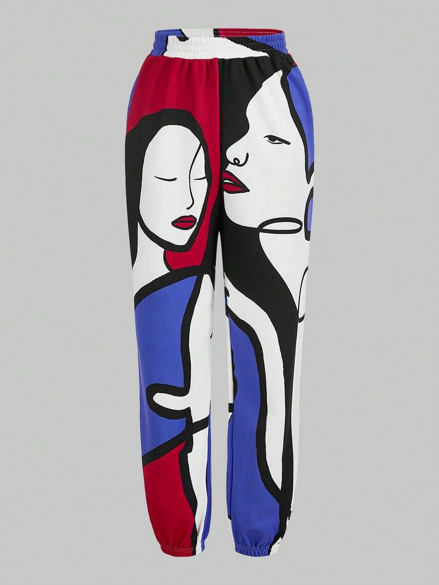 izzythewildland 人像圖案彈性腰帶衛褲 - 彩色 - 查看 1