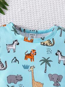 Baby Boy Animal & Palm Tree Print Tee & Shorts - Blue - View 3