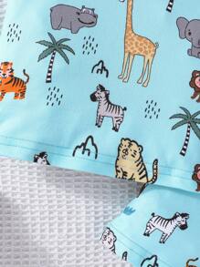 Baby Boy Animal & Palm Tree Print Tee & Shorts - Blue - View 5