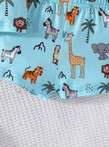 Baby Boy Animal & Palm Tree Print Tee & Shorts - Blue - View 7