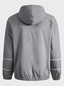 Manfinity VCAY Manga Contrastante Con Capucha Con Cordón Para Hombres - Gris Claro - Ver 2