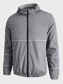 Manfinity VCAY Manga Contrastante Con Capucha Con Cordón Para Hombres - Gris Claro - Ver 3