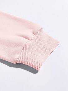 SHEIN EZwear Mountain & Letter Graphic Drawstring Thermal Lined Hoodie - Pink - View 5