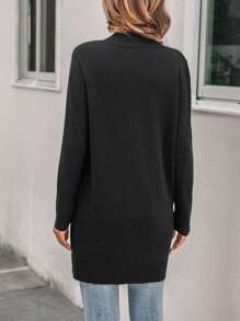 SHEIN LUNE Dual Pocket Open Front Drop Shoulder Cardigan In Fall/Winter