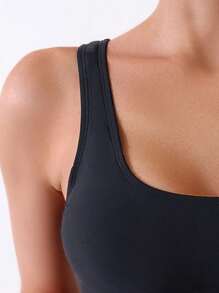 Solid Scoop Neck Bikini Top - Black - View 4