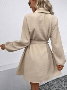SHEIN Privé Lantern mouwen Met riem Hemdjurk