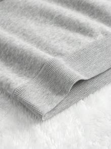 INAWLY Đồ họa Chữ cái Dây rút Lót nhiệt Hoodie - Màu Xám nhạt - Xem 7