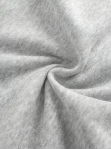 INAWLY Đồ họa Chữ cái Dây rút Lót nhiệt Hoodie - Màu Xám nhạt - Xem 8