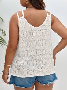 SHEIN Frenchy Plus Solid Lace Tank Top - Apricot - View 2