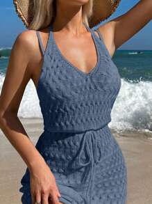 Swim Vcay 後背繫帶吊脖罩衫連衣裙不附帶比基尼套裝