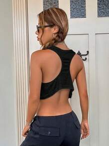 SHEIN EZwear Solid Tank Top - Dark Grey - View 7