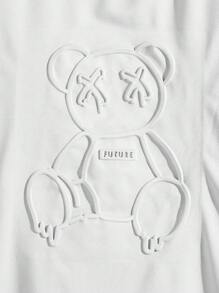EASEVO Hombres talla grande Camiseta con patrón de oso - Blanco - Ver 5