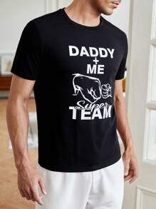 GENTILAND Men Slogan Graphic Tee - Black - View 3