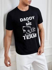 GENTILAND Men Slogan Graphic Tee - Black - View 4