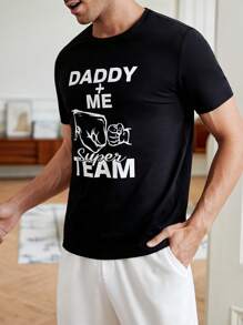 GENTILAND Men Slogan Graphic Tee - Black - View 5