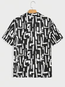 GENTILAND Men Allover Print Shirt - Black and White - View 2