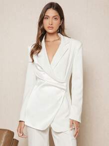 BizChic Cổ áo Đan chéo Áo vest - trắng - Xem 5