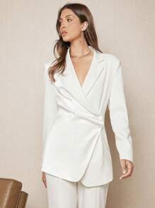 BizChic Cổ áo Đan chéo Áo vest - trắng - Xem 4