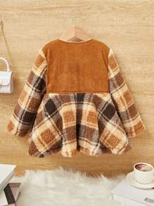 SHEIN 女小童格紋雙排釦外套無毛衣 - 彩色 - 查看 2