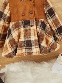 SHEIN 女小童格紋雙排釦外套無毛衣 - 彩色 - 查看 4