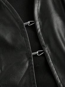 SHEIN SXY 流蘇邊PU皮革夾克背心 - 黑色 - 查看 4