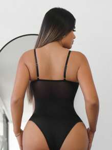 SHEIN SXY Cắt ra Ren Áo liền quần dây treo - màu đen - Xem 2