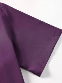 Manfinity Mode Men Solid Button Up Shirt - Purple - View 6