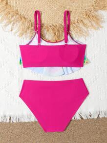 少女扎染心形印花比基尼套装夏日海滩 - 彩色 - 查看 2