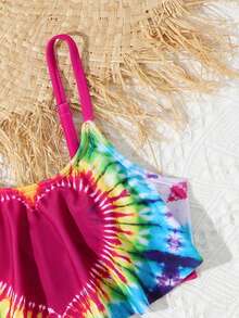 少女扎染心形印花比基尼套装夏日海滩 - 彩色 - 查看 3