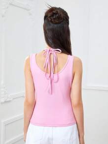 SHEINNeu Cut Out Crisscross Front Tank Top - Baby Pink - View 2